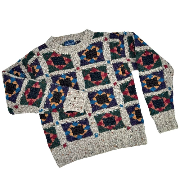 Vintage Woolrich Sweater Women's Crewneck Pullover Geometric 100% Wool | M - Picture 5 of 7